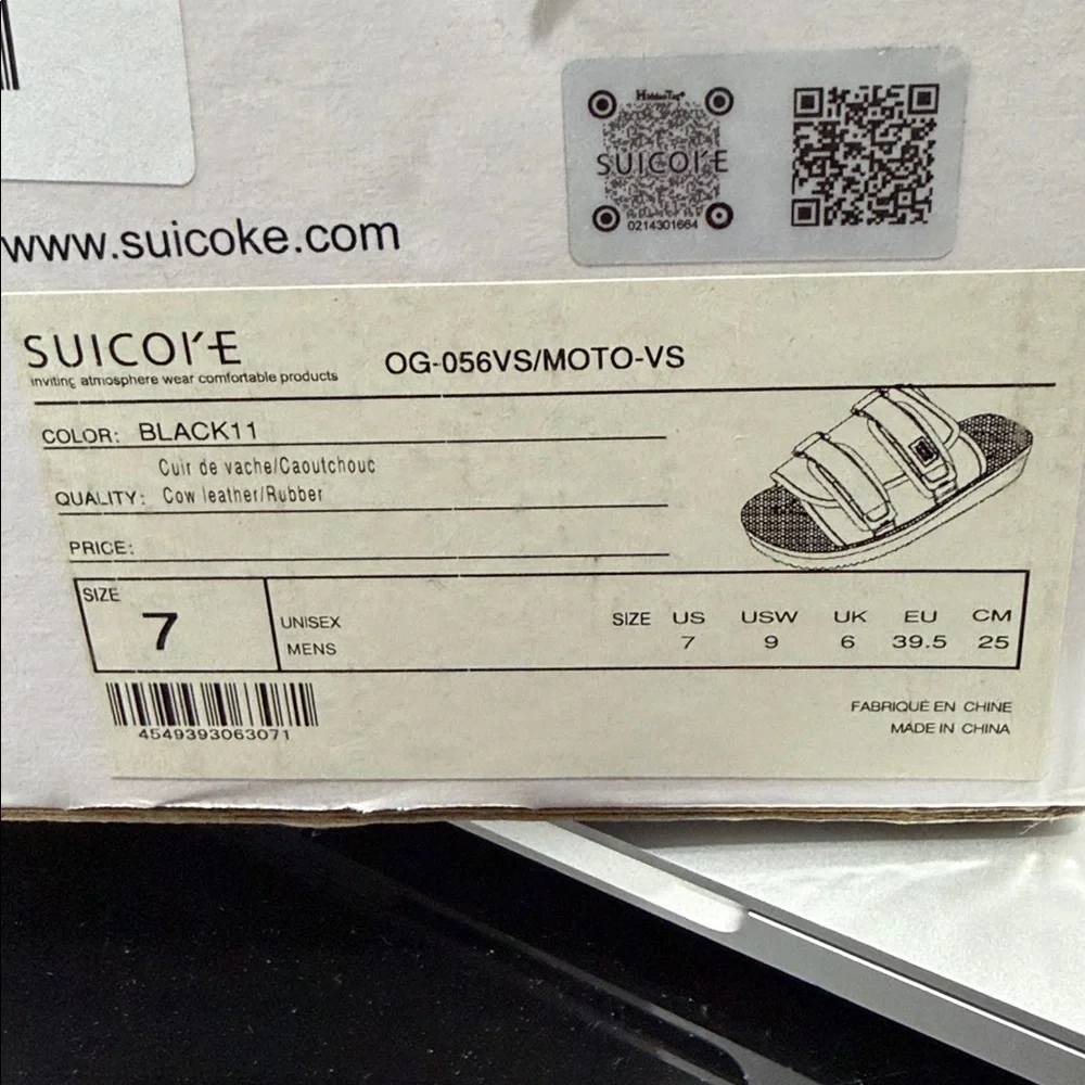 Suicoke Black Adjustable‎ Strapped Slide Sandals Size 7